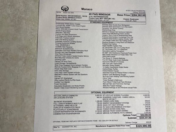 635589f6671e4b029f1291e5 2005 Monaco Class A RV WINDSOR 40PAQ